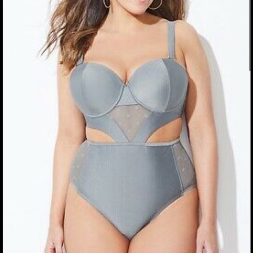GABI FRESH GRAY SWIMSUITS FOR ALL NWOT SIZE 24